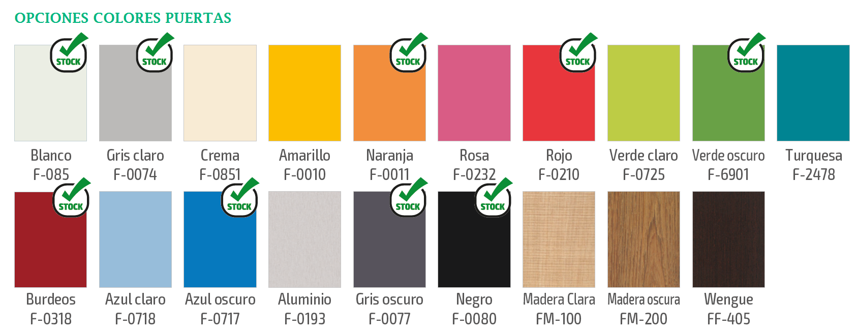 Colores puertas fenólicas