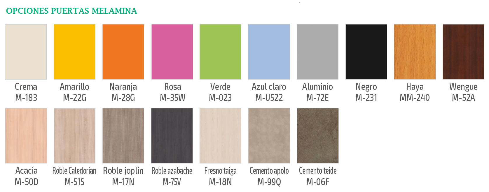 Colores puertas melamina